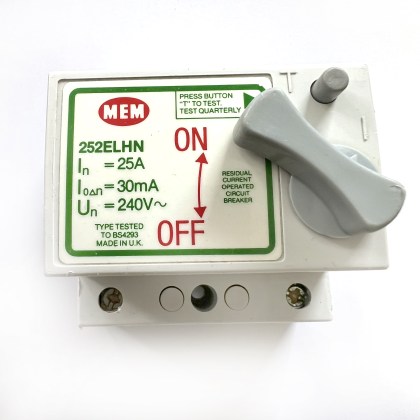 MEM 252ELHN 25A 25 Amp 30mA RCD RCCB 2 Double Pole Circuit Breaker